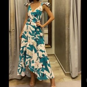 NWT Teal and White Floral maxi Dress size M